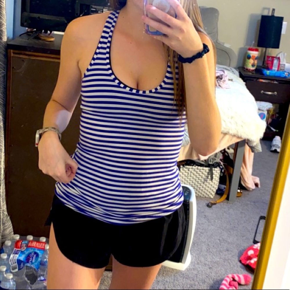 Blue and white striped lululemon tank top size 6